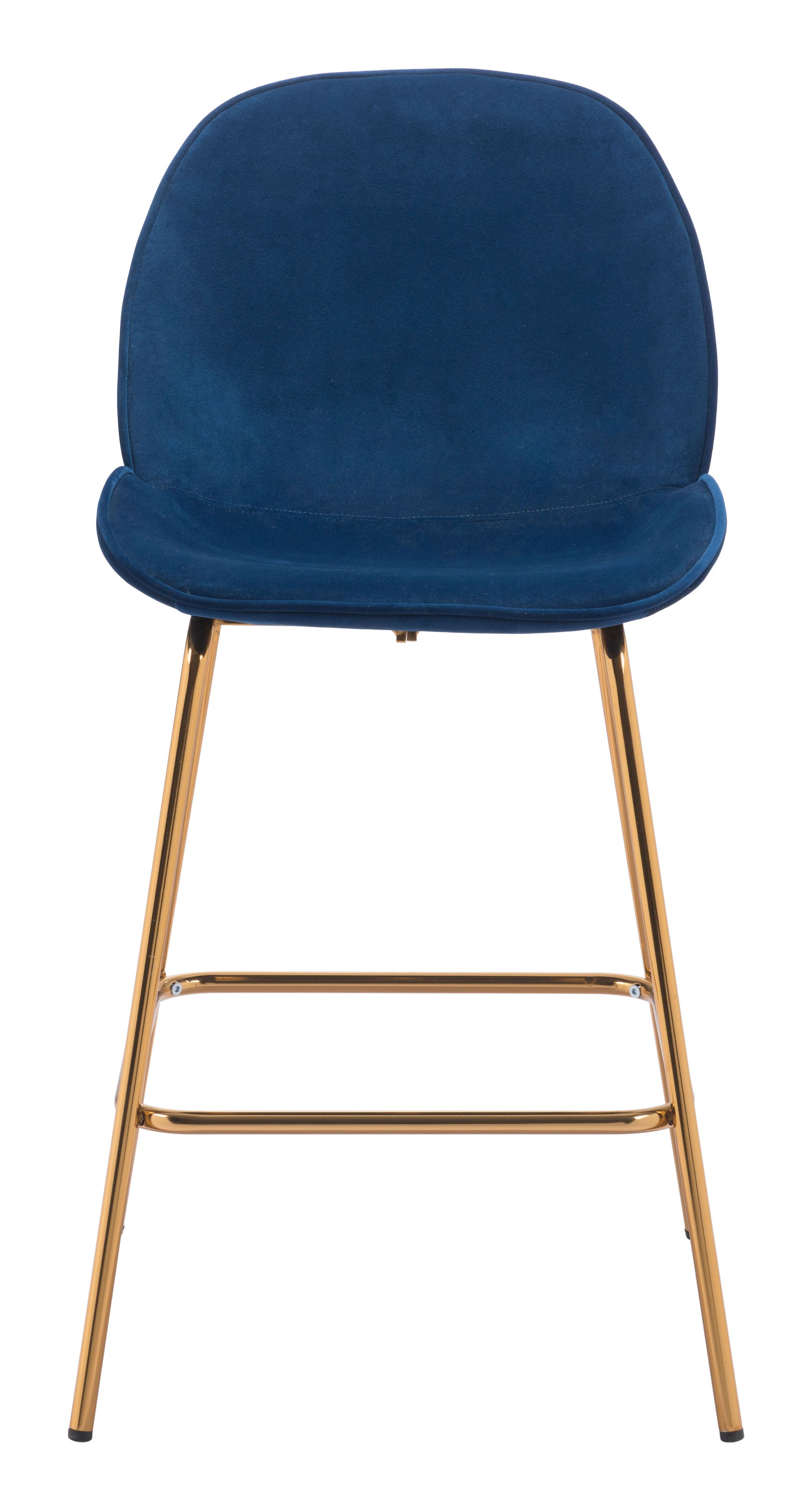 20.9" x 24" x 40.6" Dark Blue Velvet, Steel & Plywood, Counter Chair - Set of 2