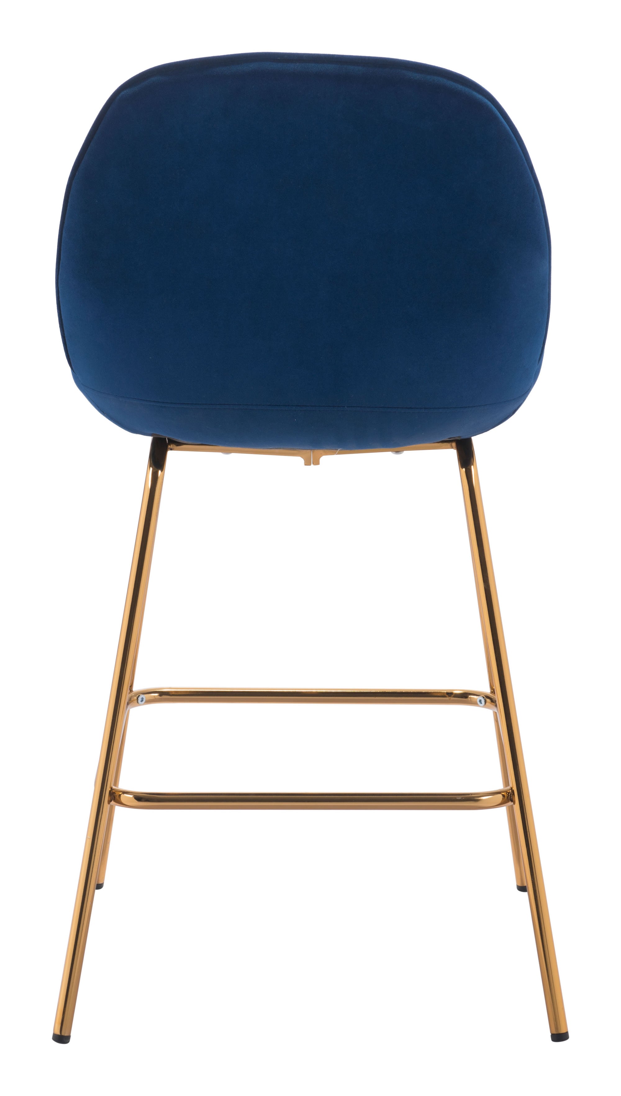 20.9" x 24" x 40.6" Dark Blue Velvet, Steel & Plywood, Counter Chair - Set of 2