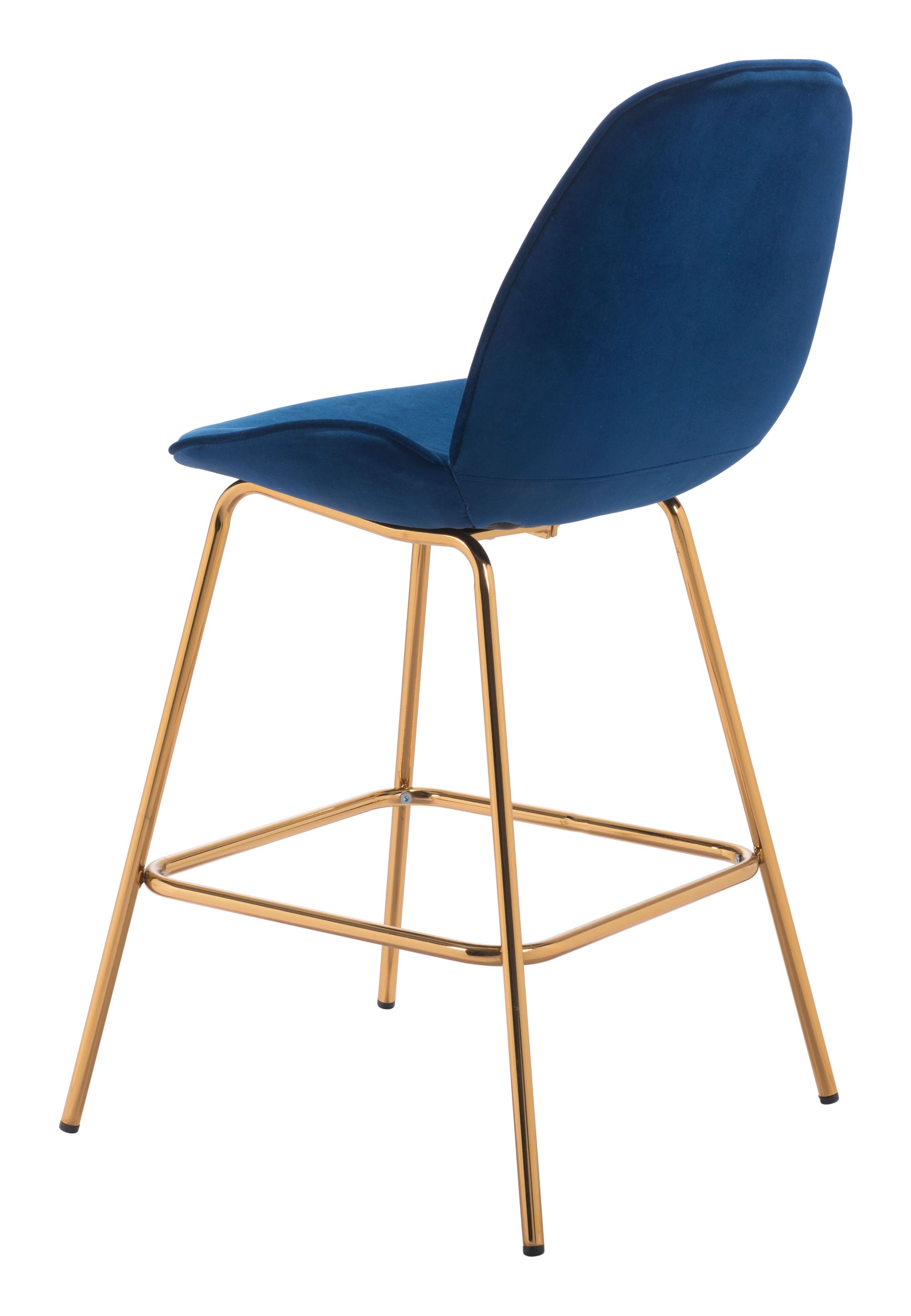 20.9" x 24" x 40.6" Dark Blue Velvet, Steel & Plywood, Counter Chair - Set of 2