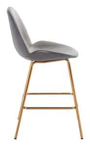 20.9" x 24" x 40.6" Graphite Gray Velvet, Steel & Plywood, Counter Chair - Set of 2