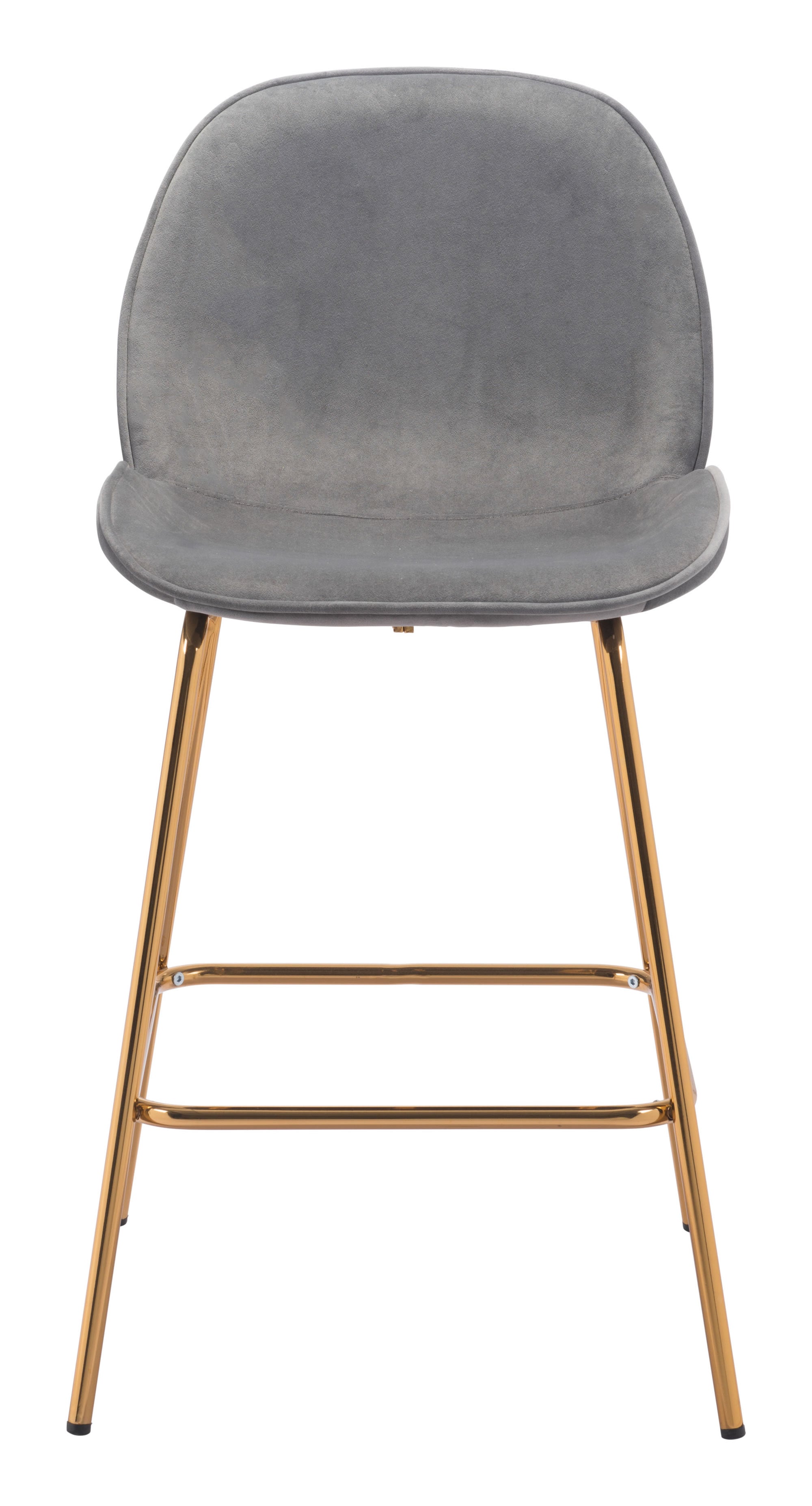 20.9" x 24" x 40.6" Graphite Gray Velvet, Steel & Plywood, Counter Chair - Set of 2
