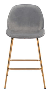 20.9" x 24" x 40.6" Graphite Gray Velvet, Steel & Plywood, Counter Chair - Set of 2