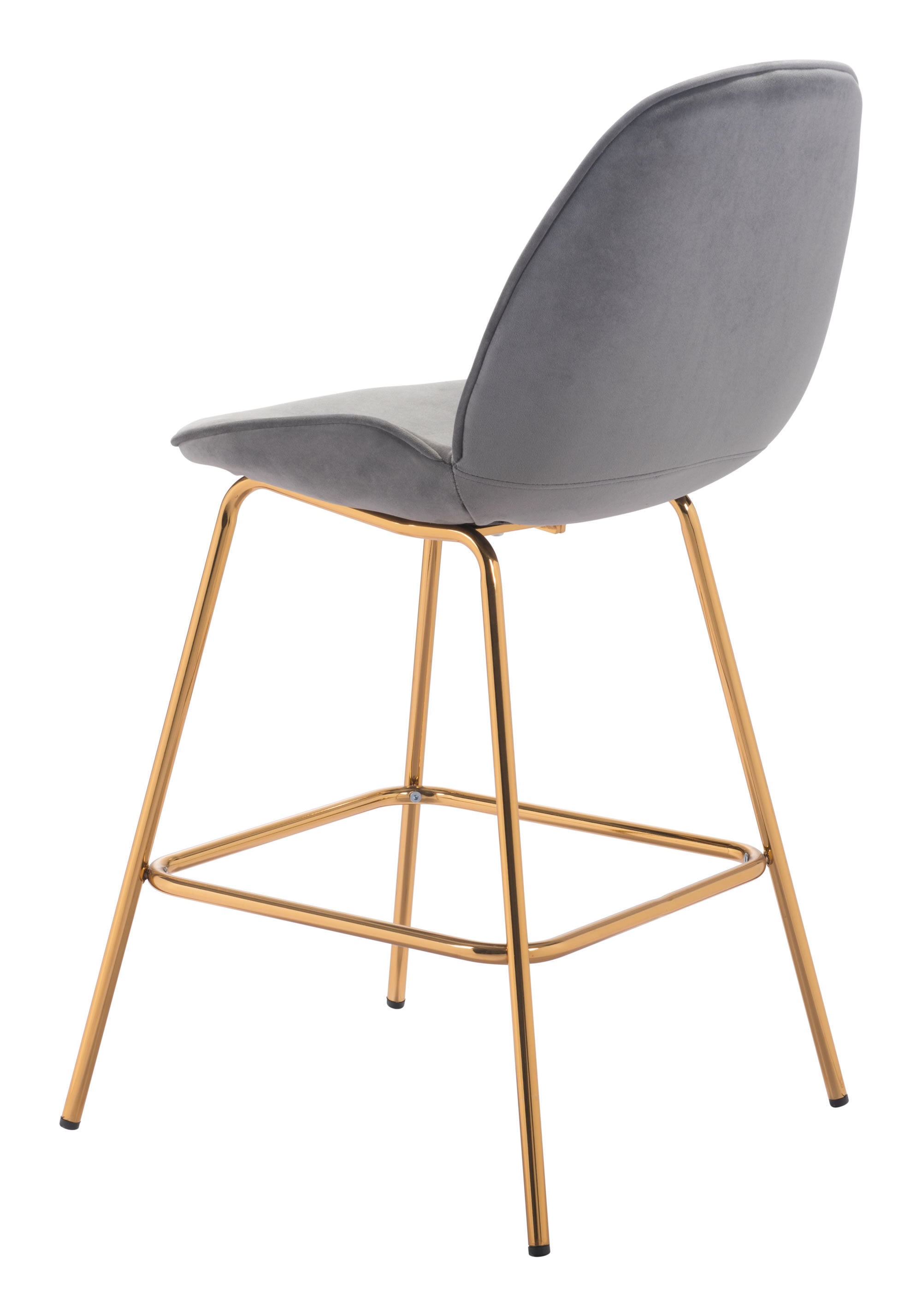 20.9" x 24" x 40.6" Graphite Gray Velvet, Steel & Plywood, Counter Chair - Set of 2