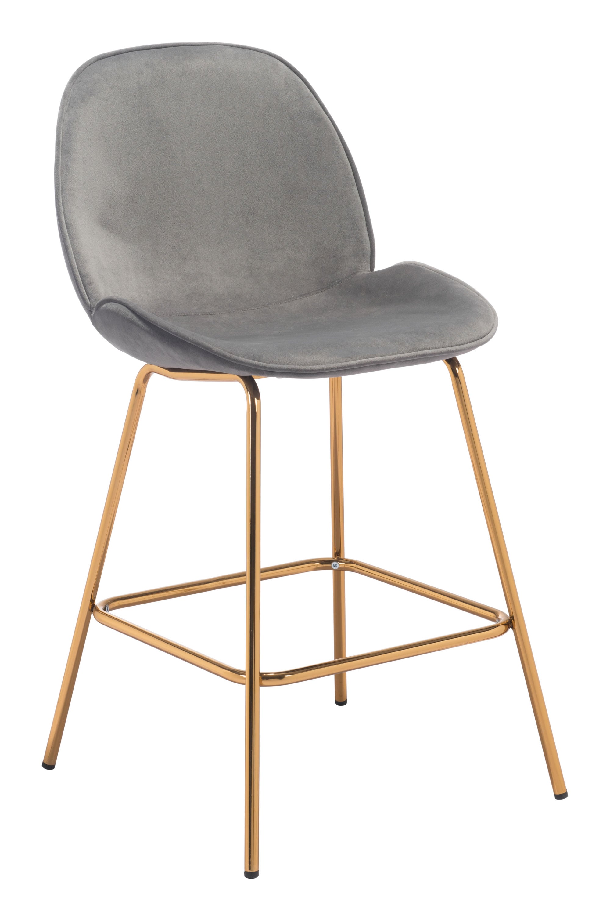 20.9" x 24" x 40.6" Graphite Gray Velvet, Steel & Plywood, Counter Chair - Set of 2