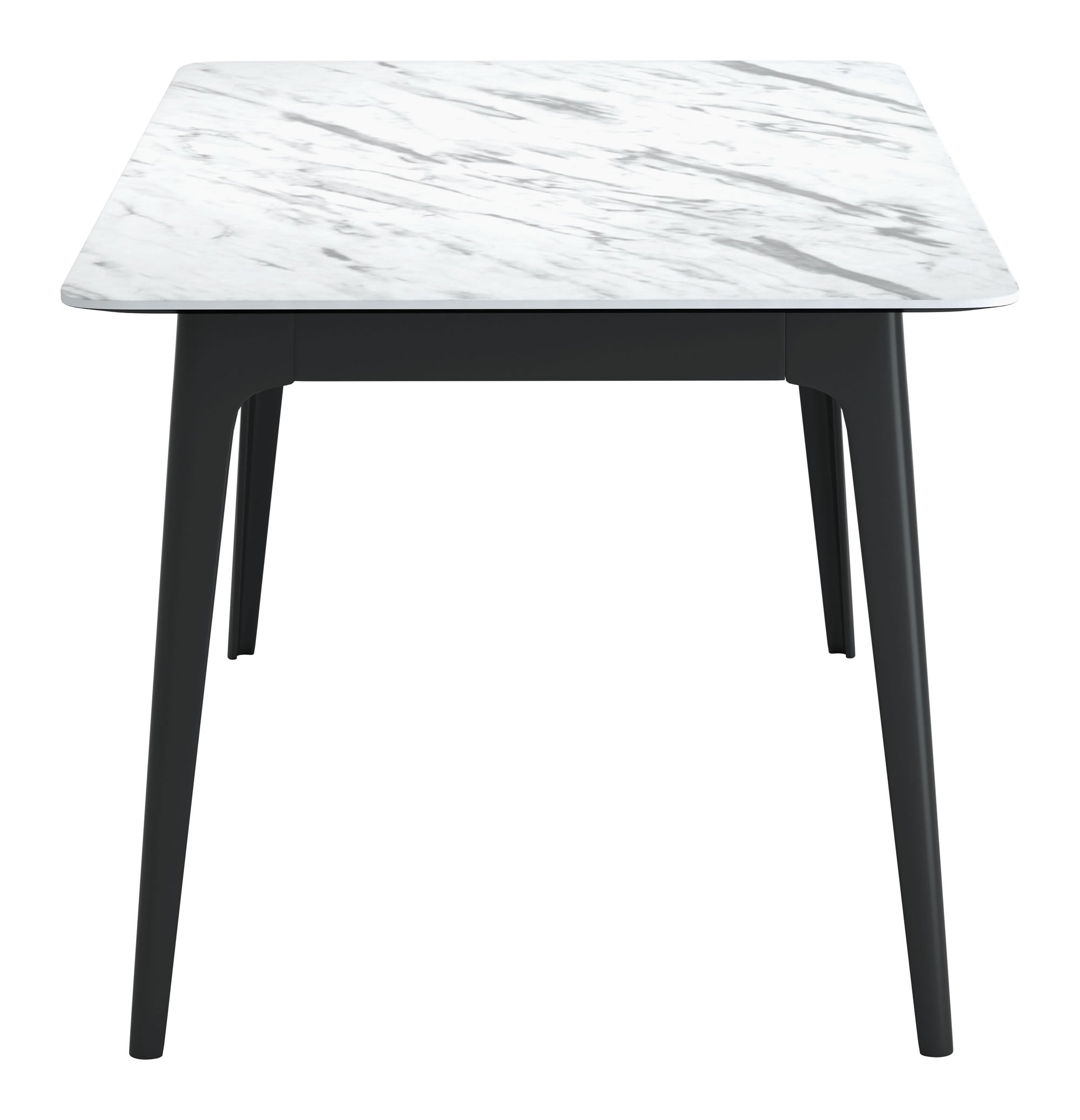62.8" x 35.2" x 29.7" Stone & Black, MDF & Rubber Wood, Dining Table