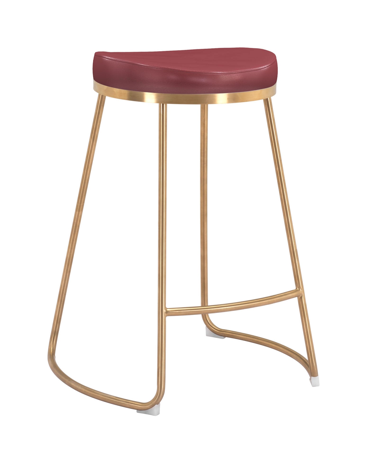 20.3" x 17.5" x 26.2" Burgundy, Leatherette, Stainless Steel, Counter Stool - Set of 2