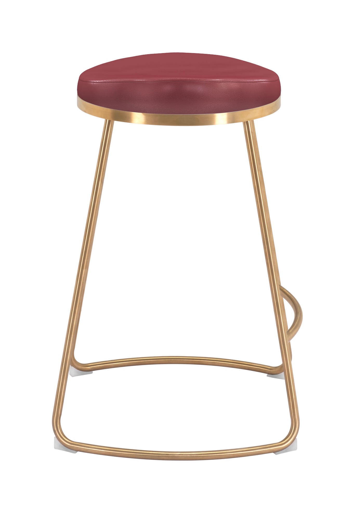 20.3" x 17.5" x 26.2" Burgundy, Leatherette, Stainless Steel, Counter Stool - Set of 2