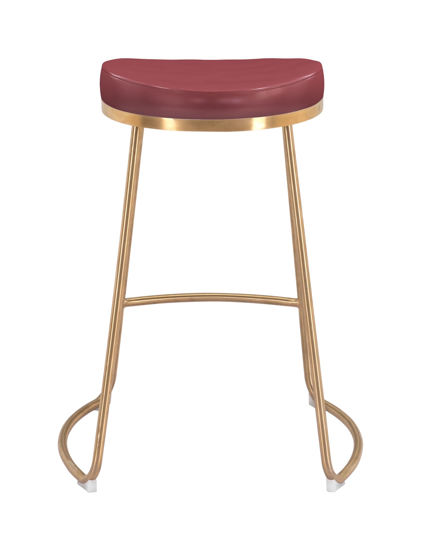 20.3" x 17.5" x 26.2" Burgundy, Leatherette, Stainless Steel, Counter Stool - Set of 2
