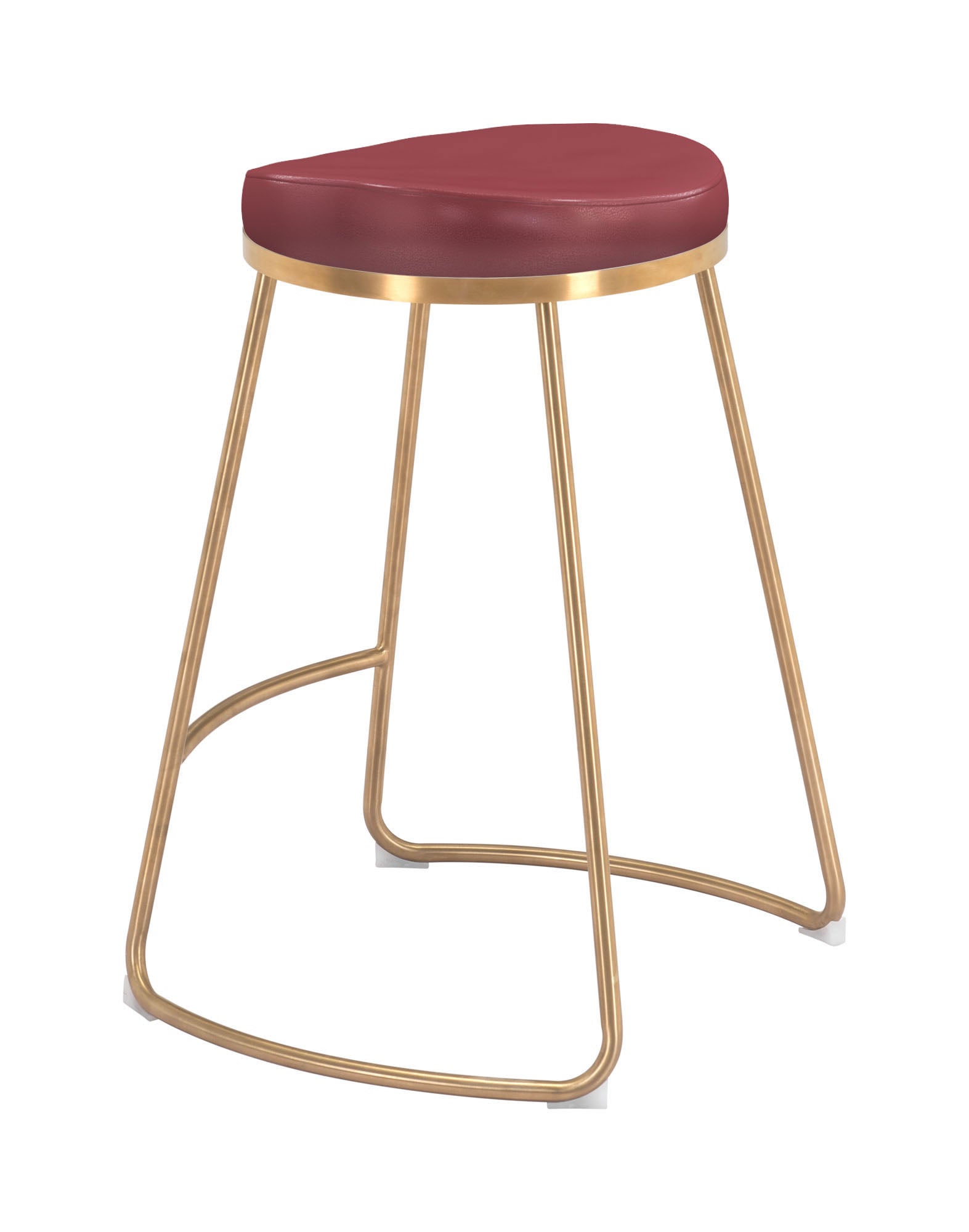 20.3" x 17.5" x 26.2" Burgundy, Leatherette, Stainless Steel, Counter Stool - Set of 2