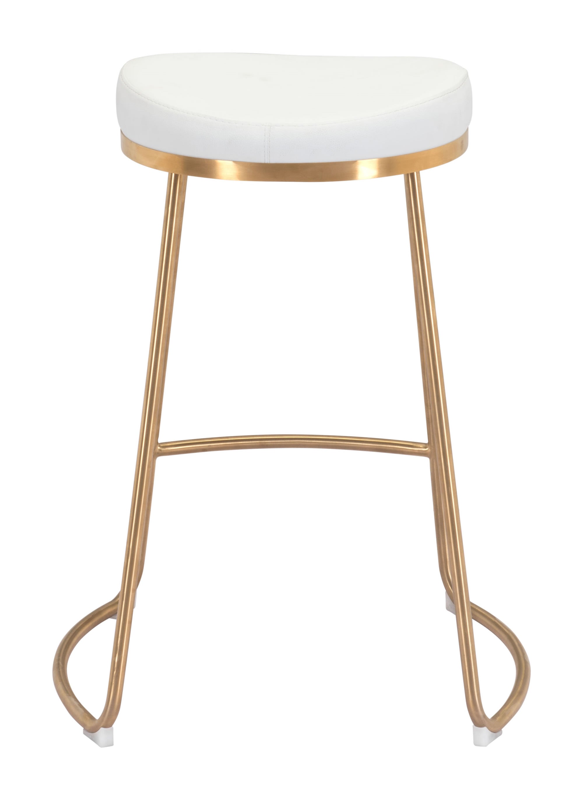 20.3" x 17.5" x 26.2" White, Leatherette, Stainless Steel, Counter Stool - Set of 2