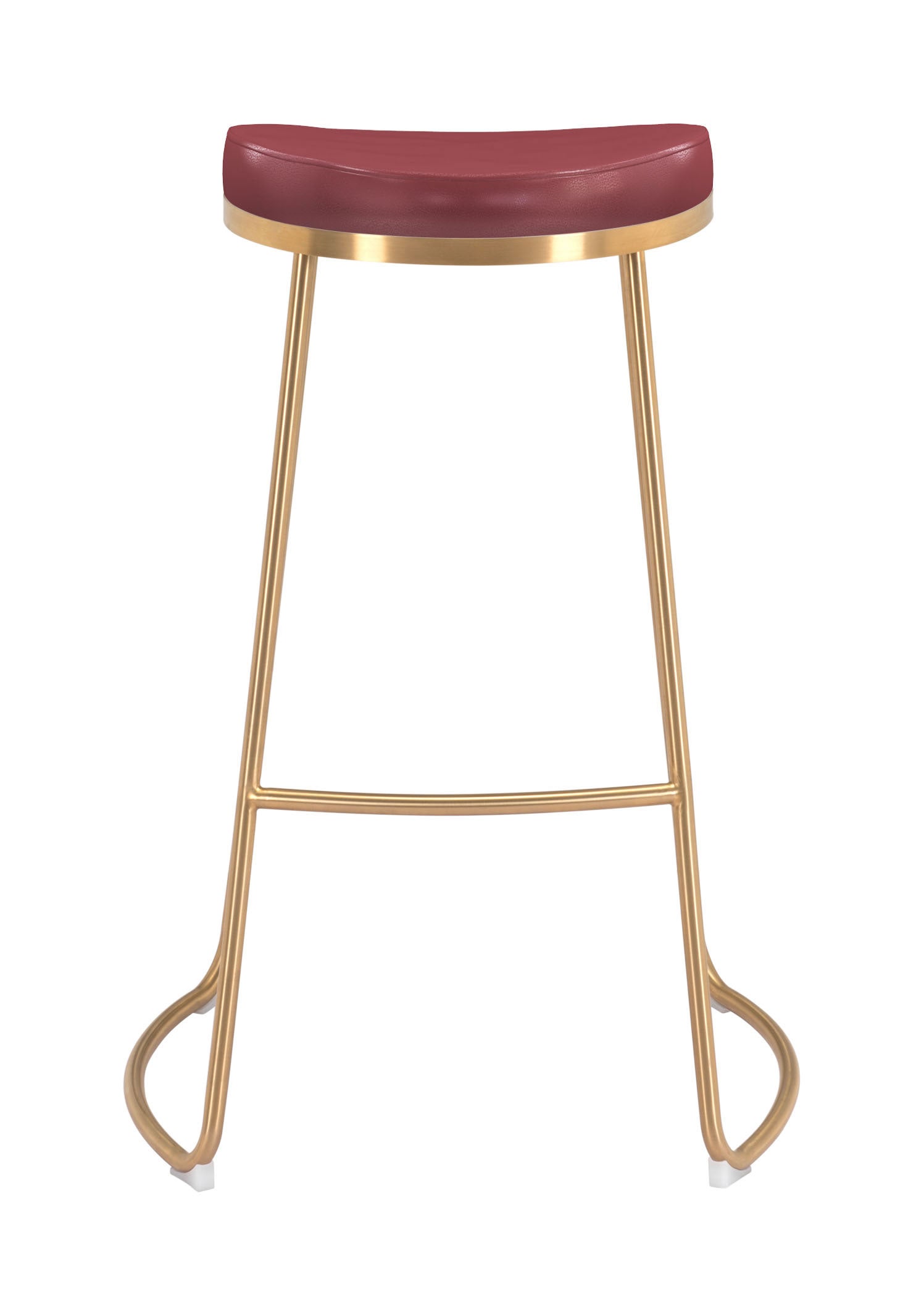 20.3" x 17.5" x 30.5" Burgundy, Leatherette, Stainless Steel, Barstool - Set of 2