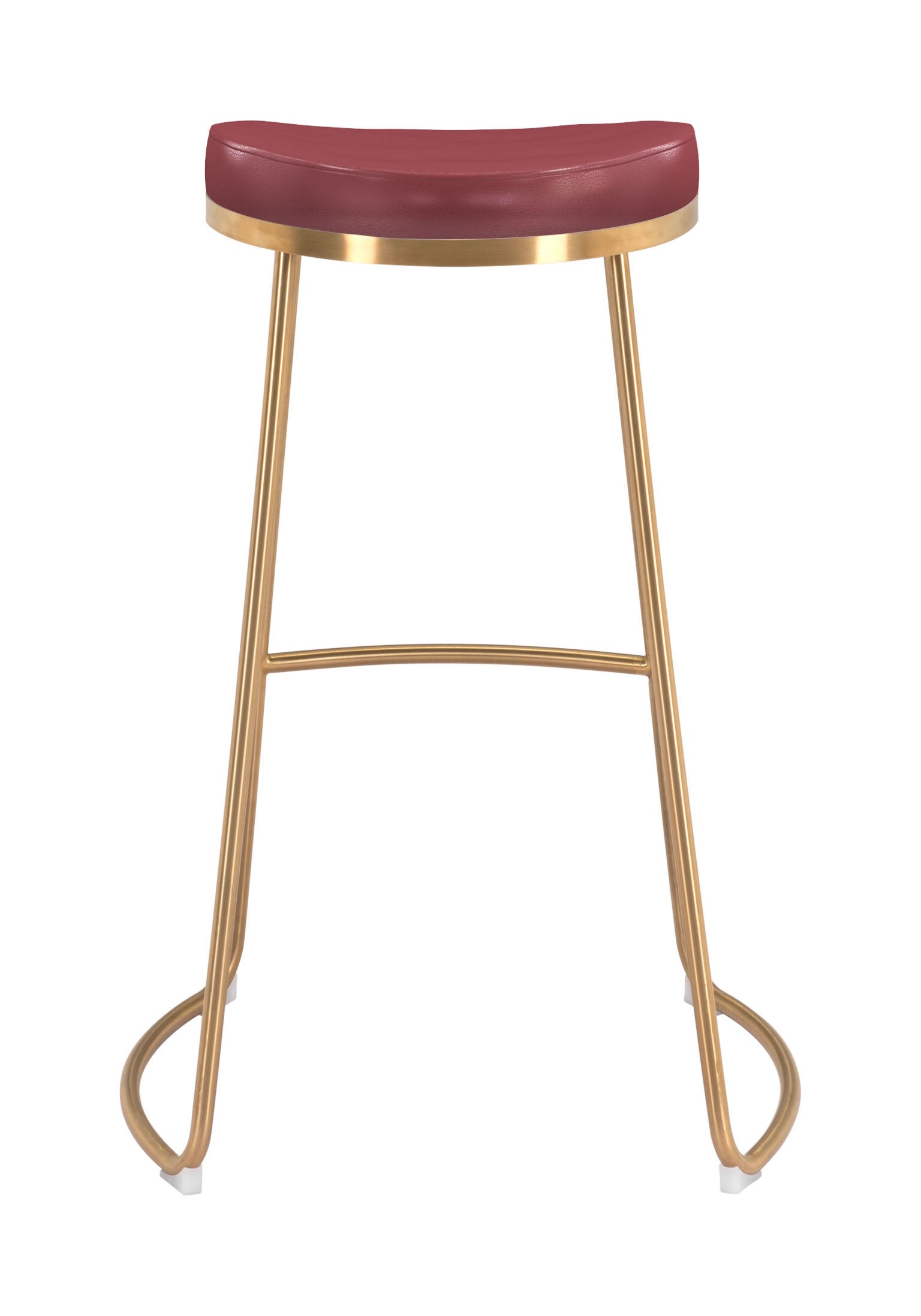 20.3" x 17.5" x 30.5" Burgundy, Leatherette, Stainless Steel, Barstool - Set of 2