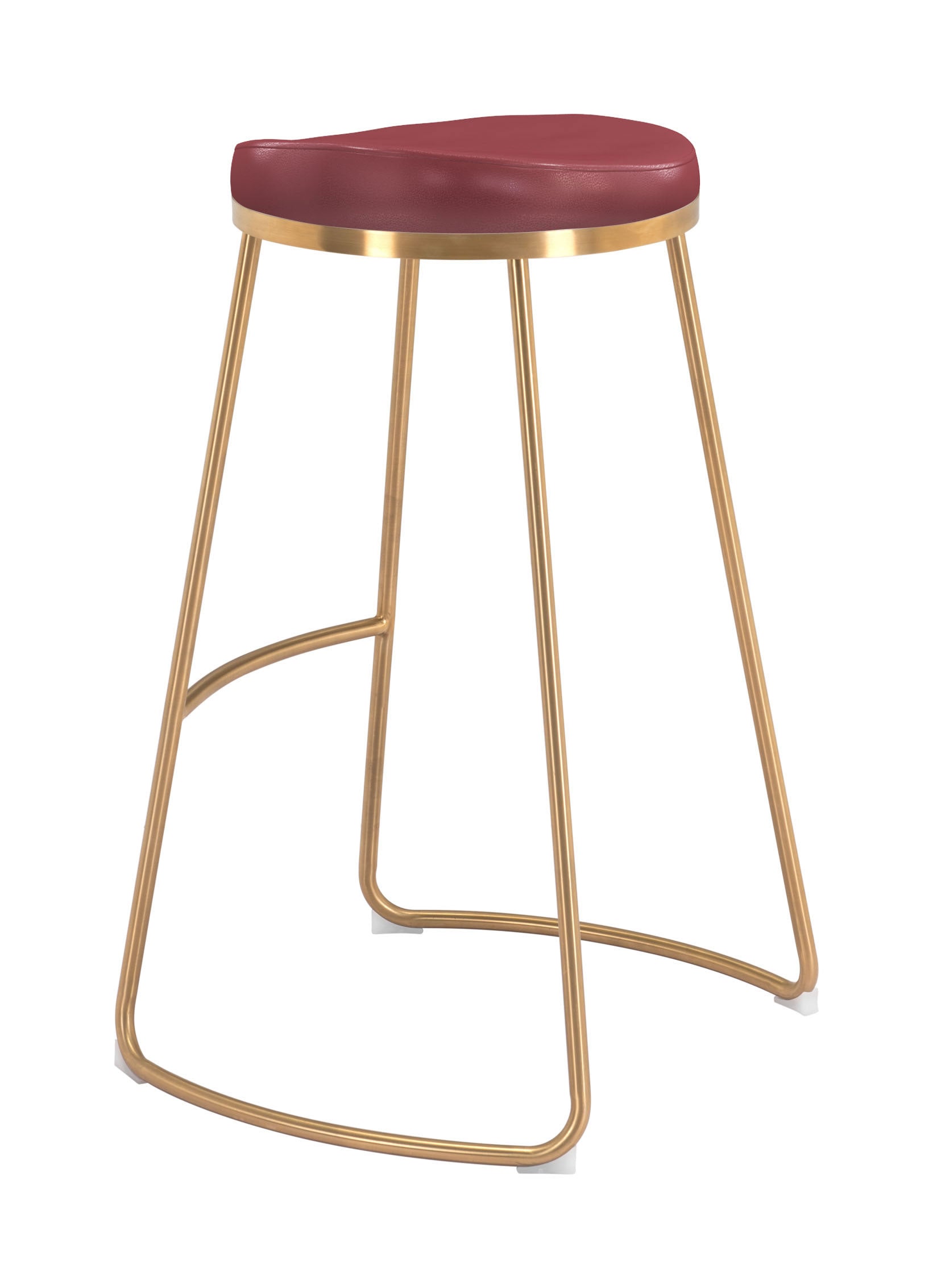 20.3" x 17.5" x 30.5" Burgundy, Leatherette, Stainless Steel, Barstool - Set of 2