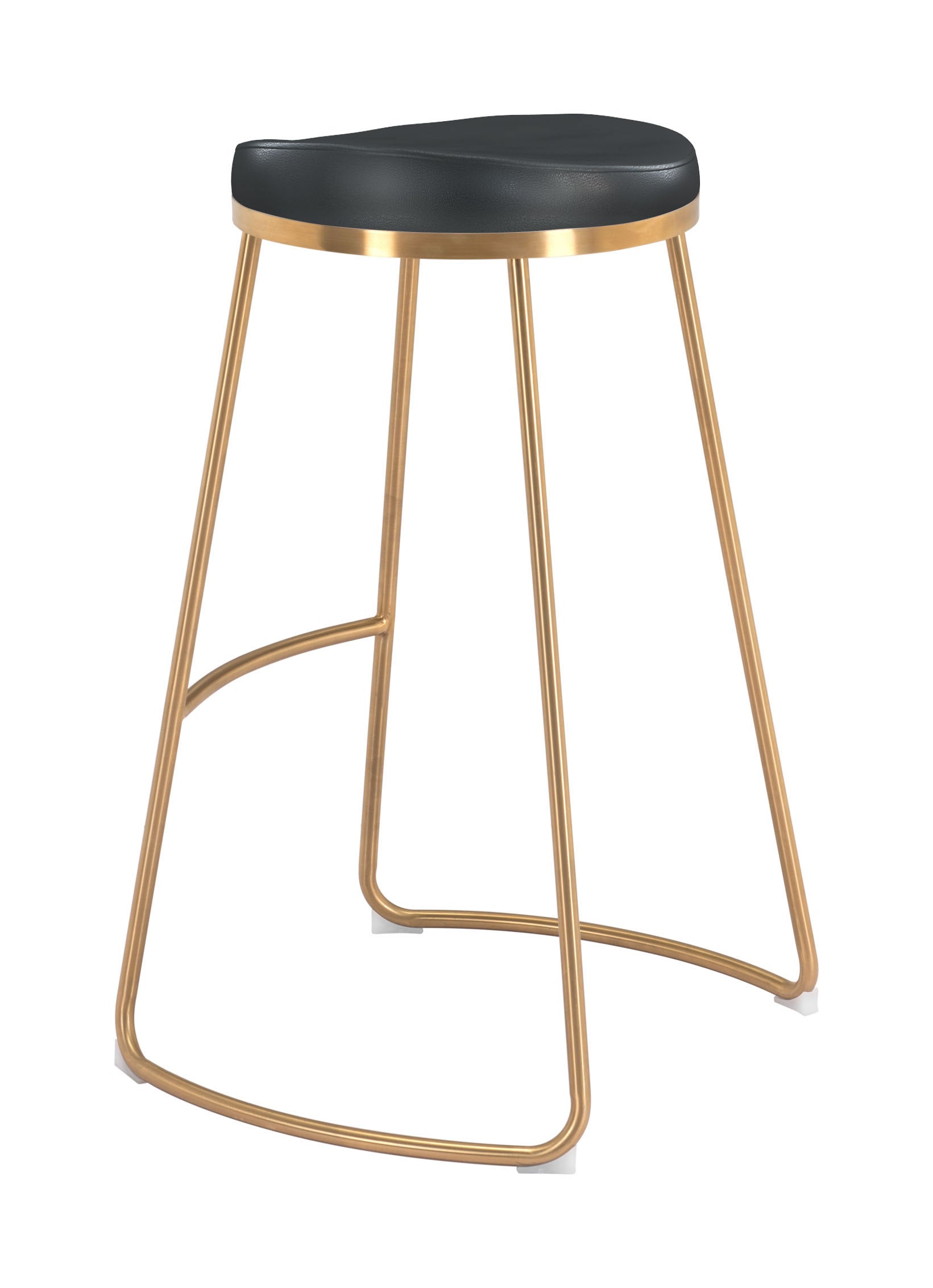 20.3" x 17.5" x 30.5" Black, Leatherette, Stainless Steel, Barstool - Set of 2