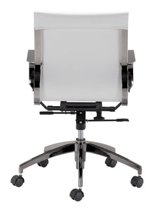 27" x 27" x 34.3" White Leatherette Stainless Steel Office Chair