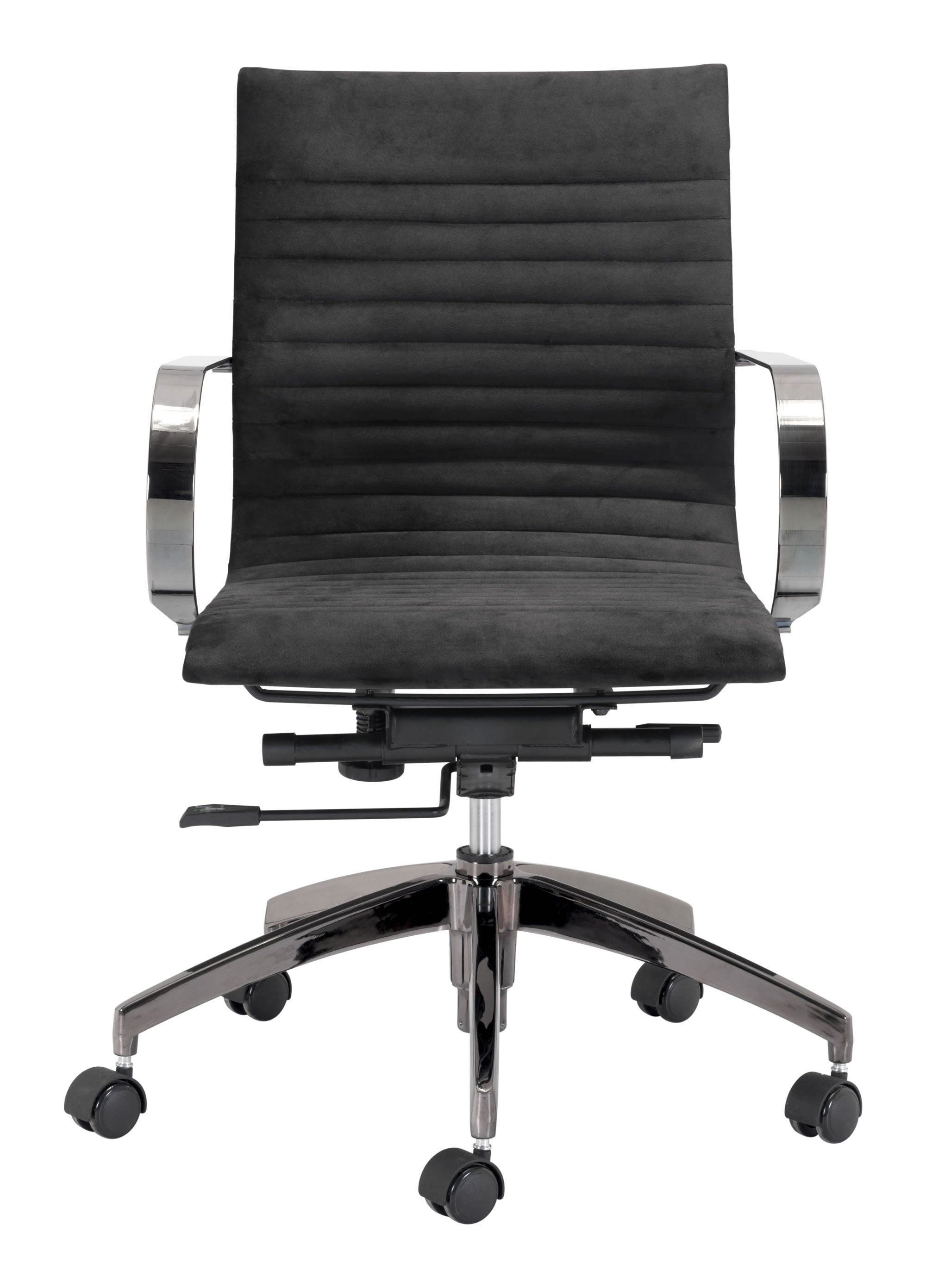 27" x 27" x 34.3" Black, Velvet, Stainless Steel, Office Chair