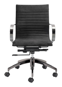 27" x 27" x 34.3" Black, Velvet, Stainless Steel, Office Chair