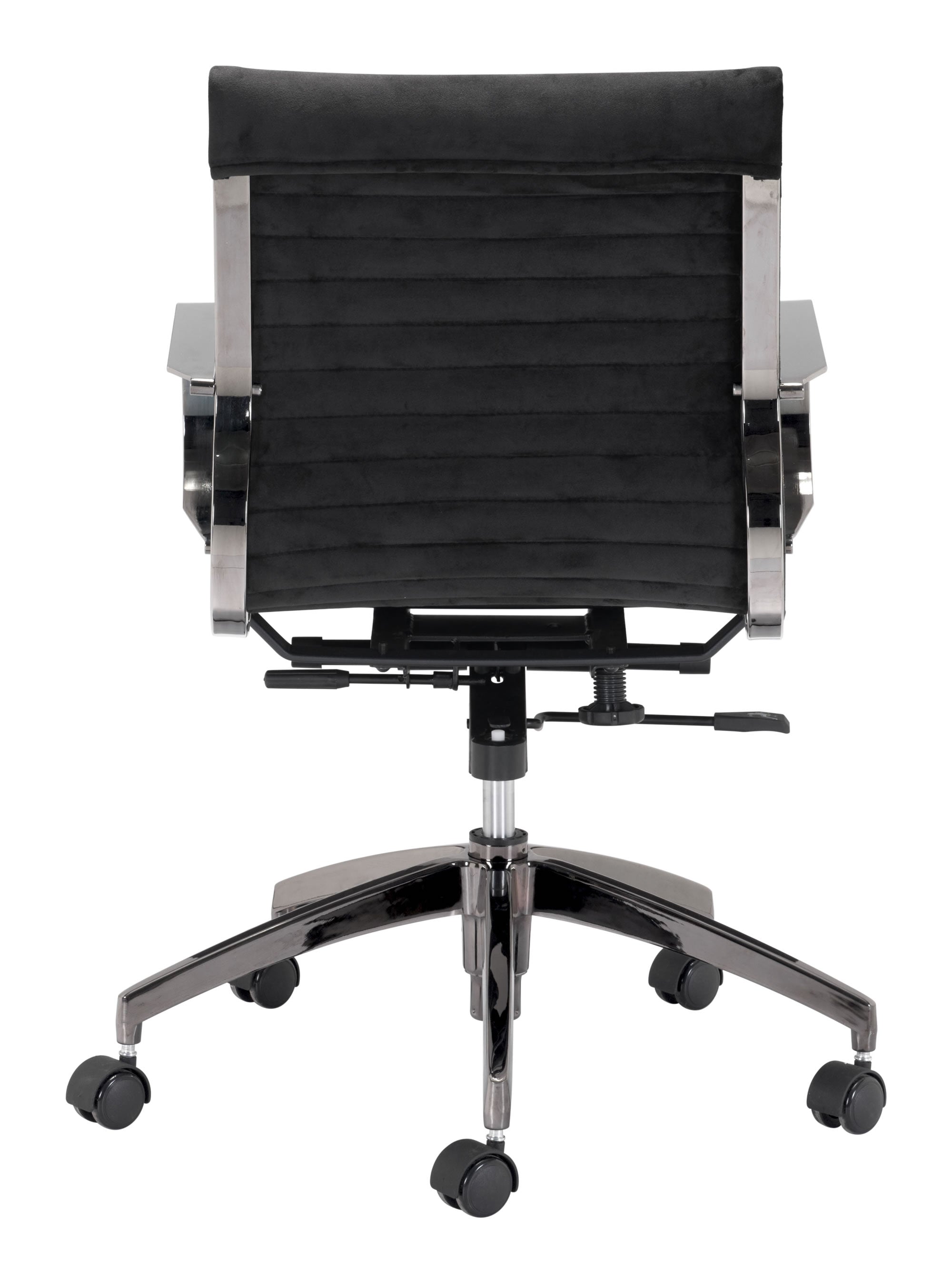 27" x 27" x 34.3" Black, Velvet, Stainless Steel, Office Chair