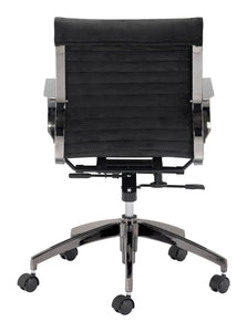 27" x 27" x 34.3" Black, Velvet, Stainless Steel, Office Chair