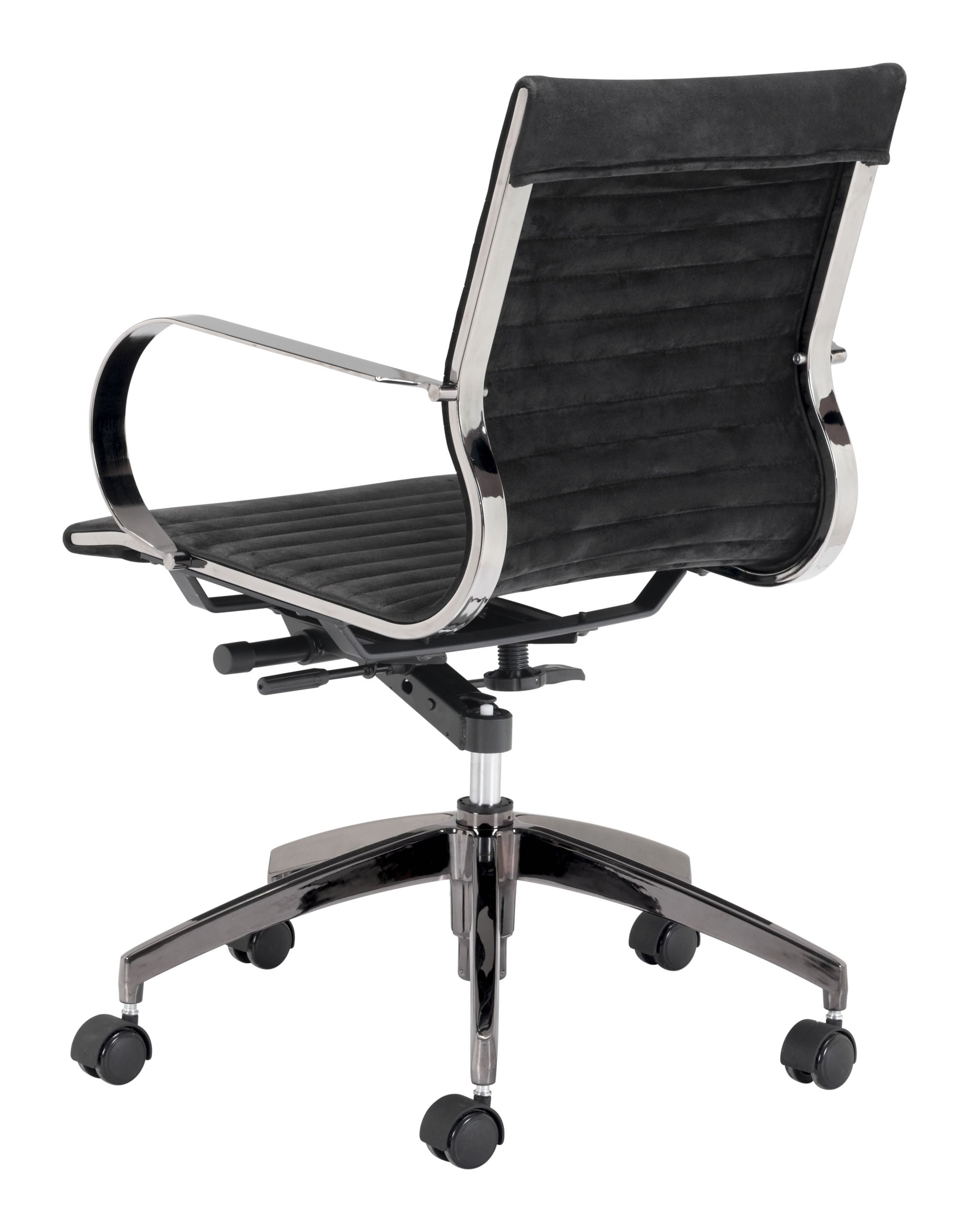 27" x 27" x 34.3" Black, Velvet, Stainless Steel, Office Chair