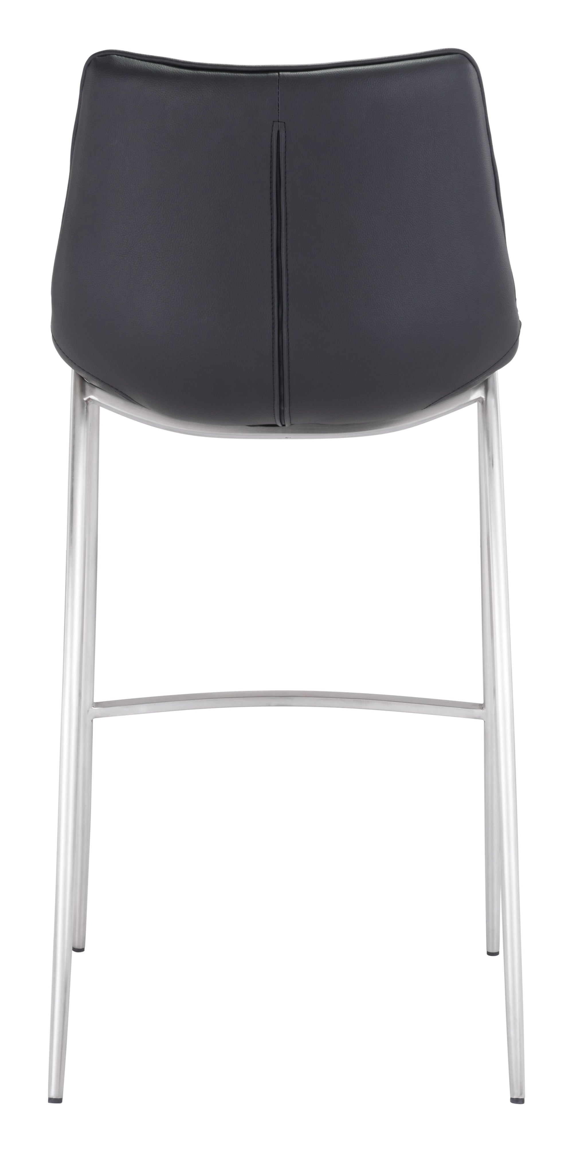 20.7" x 21.7" x 43.3" Black, Leatherette, Brushed Stainless Steel, Bar Chair - Set of 2