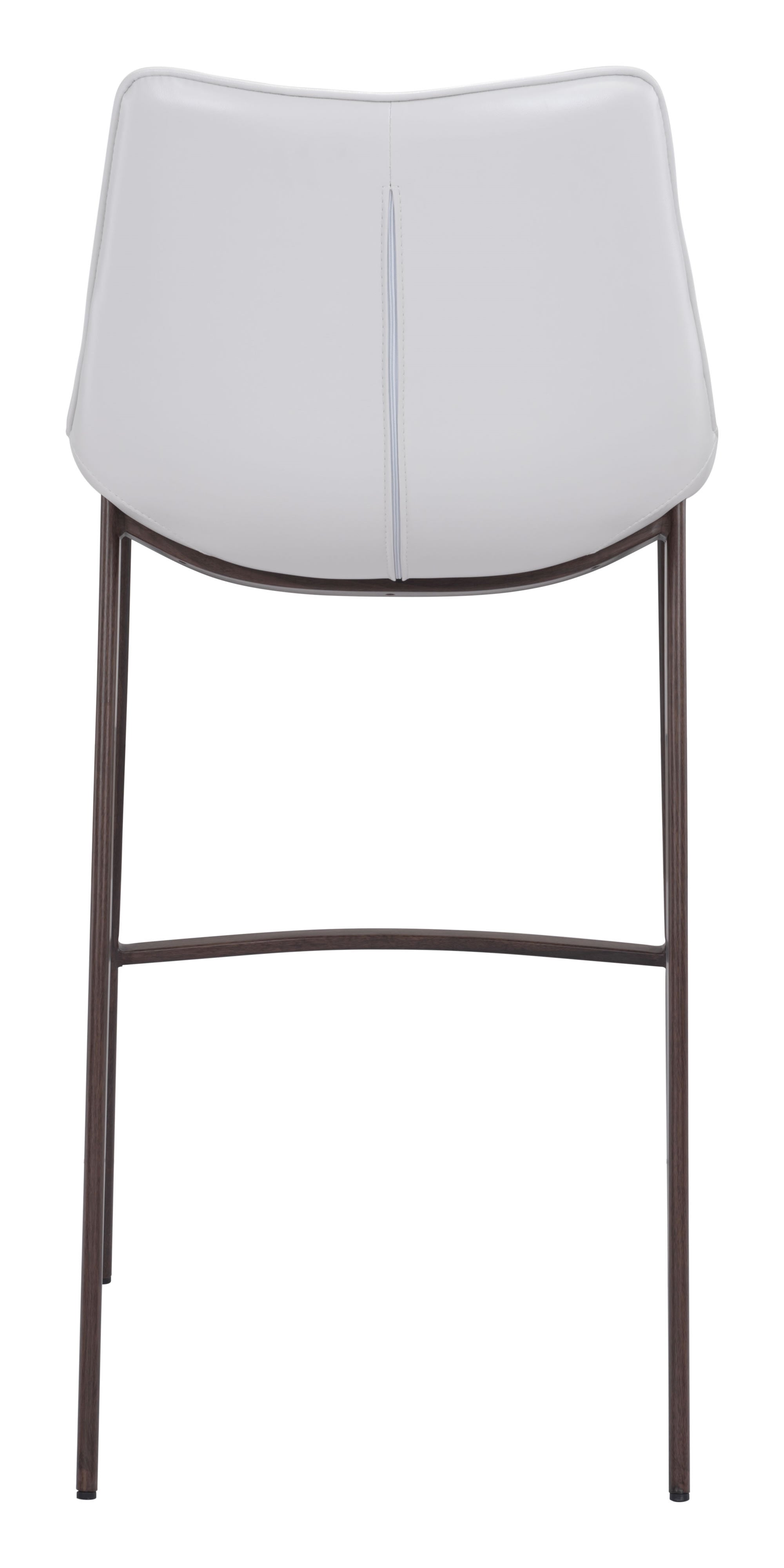 20.7" x 21.7" x 43.3" White & Walnut, Leatherette, Brushed Stainless Steel, Bar Chair - Set of 2