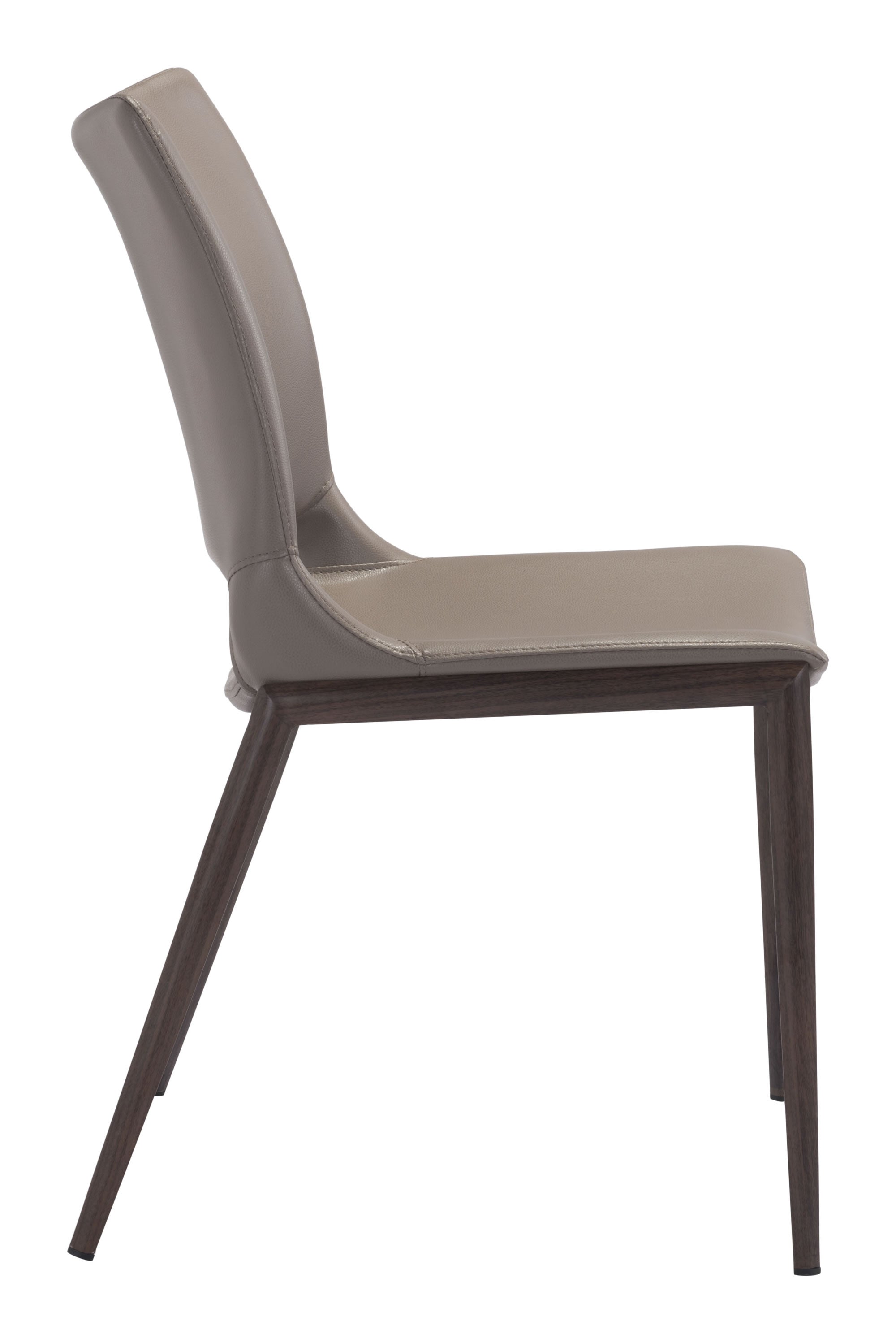 21.3" x 22.2" x 35" Gray & Walnut, Leatherette, Brushed Stainless Steel, Dining Chair - Set of 2