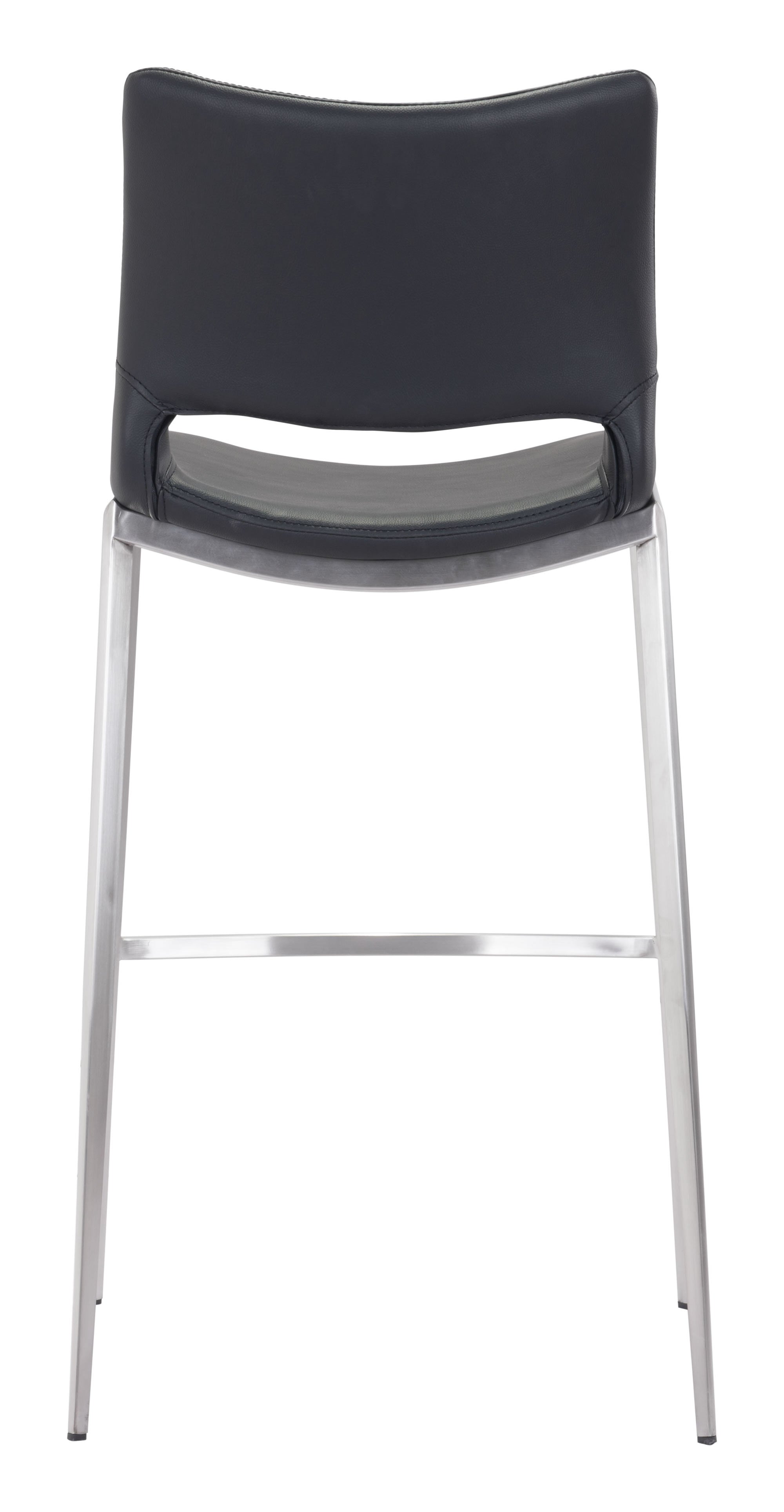 20.9" x 21.7" x 40.9" Black, Leatherette, Brushed Stainless Steel, Bar Chair - Set of 2