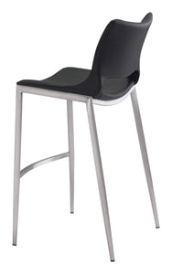 20.9" x 21.7" x 40.9" Black, Leatherette, Brushed Stainless Steel, Bar Chair - Set of 2