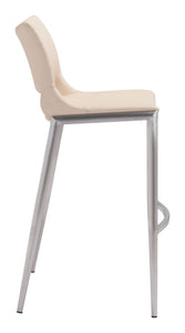20.9" x 21.7" x 40.9" Light Pink, Leatherette, Brushed Stainless Steel, Bar Chair - Set of 2