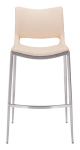 20.9" x 21.7" x 40.9" Light Pink, Leatherette, Brushed Stainless Steel, Bar Chair - Set of 2