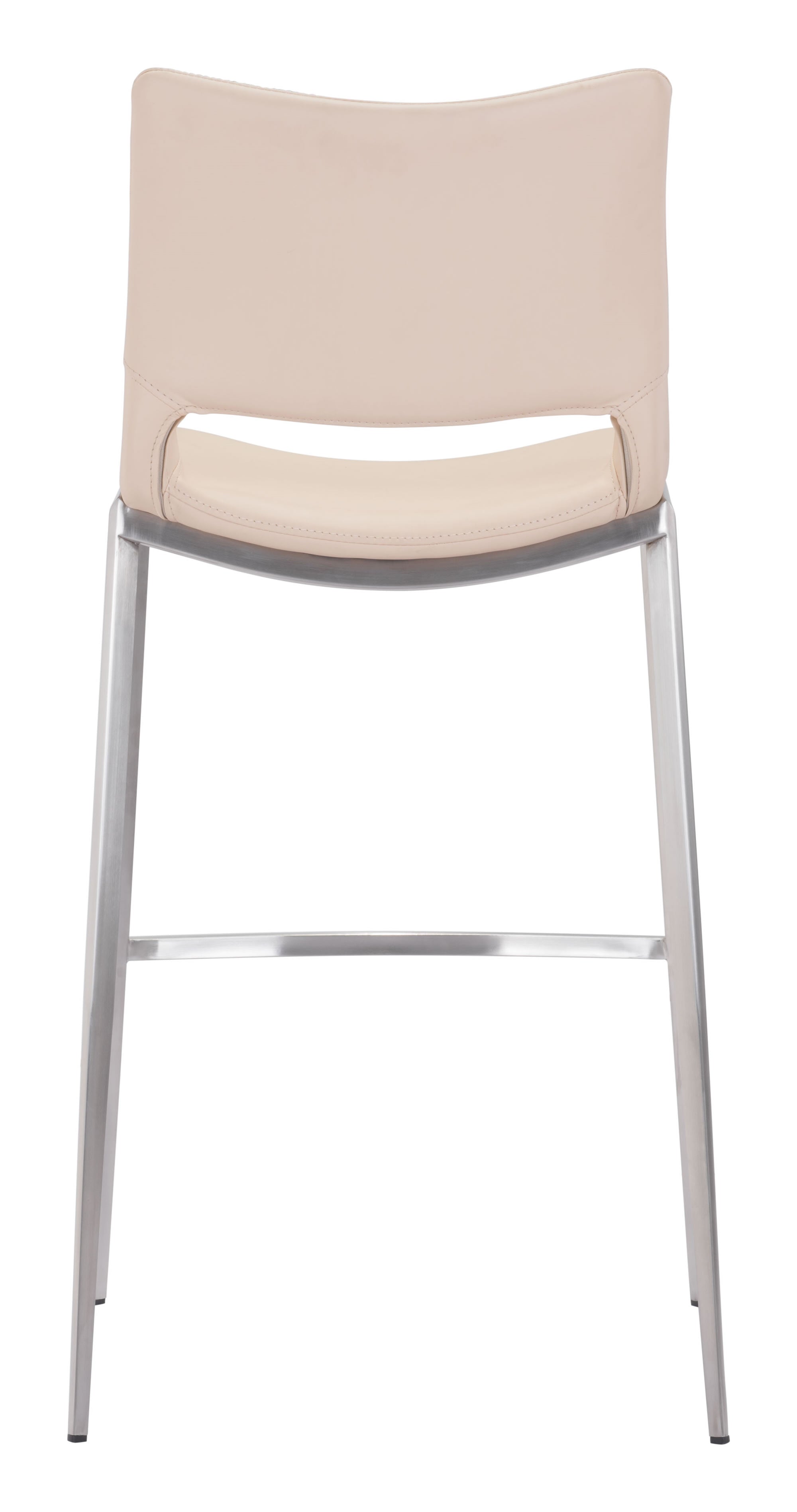 20.9" x 21.7" x 40.9" Light Pink, Leatherette, Brushed Stainless Steel, Bar Chair - Set of 2