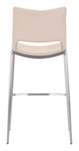 20.9" x 21.7" x 40.9" Light Pink, Leatherette, Brushed Stainless Steel, Bar Chair - Set of 2