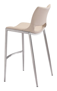 20.9" x 21.7" x 40.9" Light Pink, Leatherette, Brushed Stainless Steel, Bar Chair - Set of 2