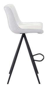 18.7" x 22.8" x 42.1" White & Black, Leatherette, Stainless Steel, Bar Chair - Set of 2