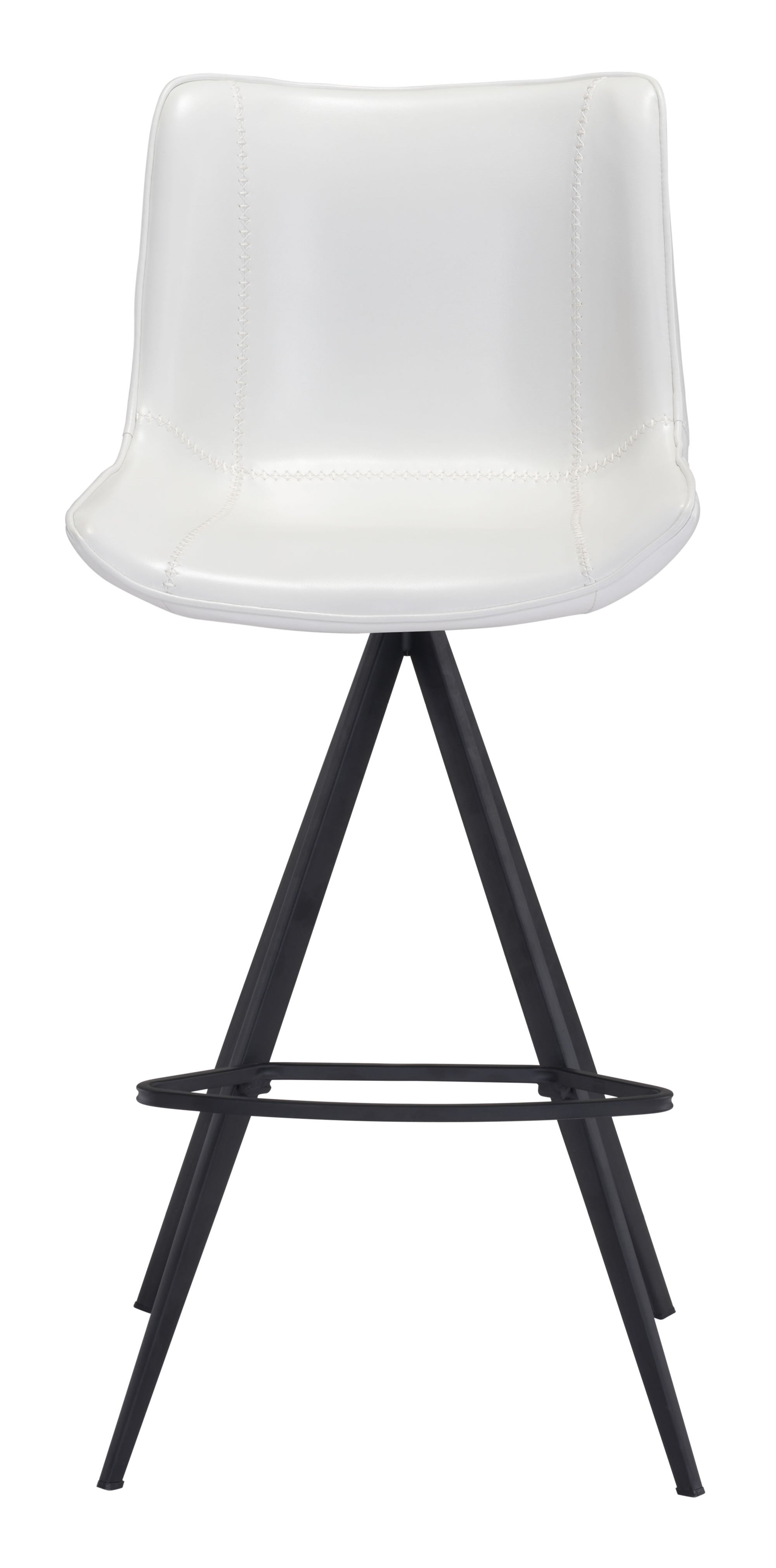 18.7" x 22.8" x 42.1" White & Black, Leatherette, Stainless Steel, Bar Chair - Set of 2