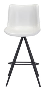 18.7" x 22.8" x 42.1" White & Black, Leatherette, Stainless Steel, Bar Chair - Set of 2