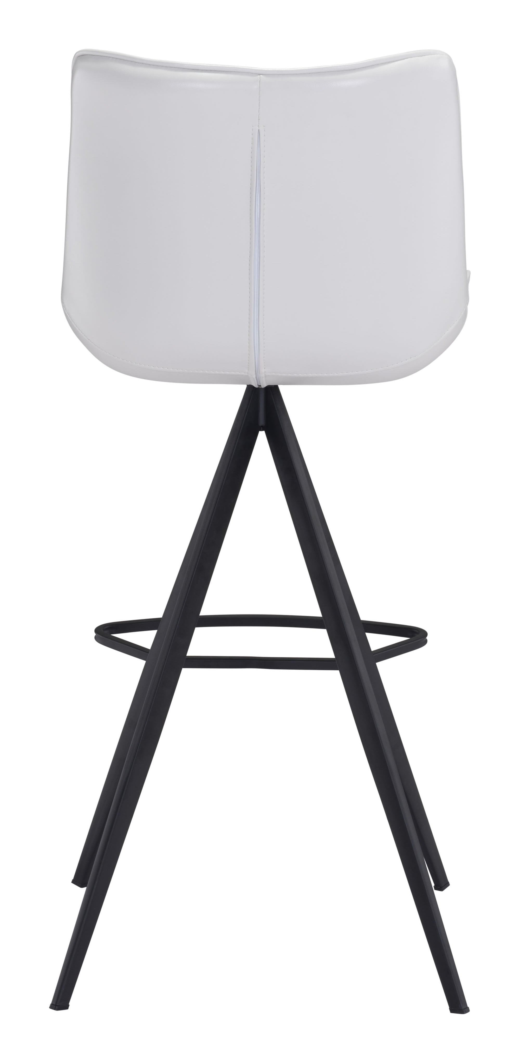 18.7" x 22.8" x 42.1" White & Black, Leatherette, Stainless Steel, Bar Chair - Set of 2