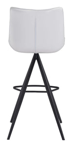 18.7" x 22.8" x 42.1" White & Black, Leatherette, Stainless Steel, Bar Chair - Set of 2