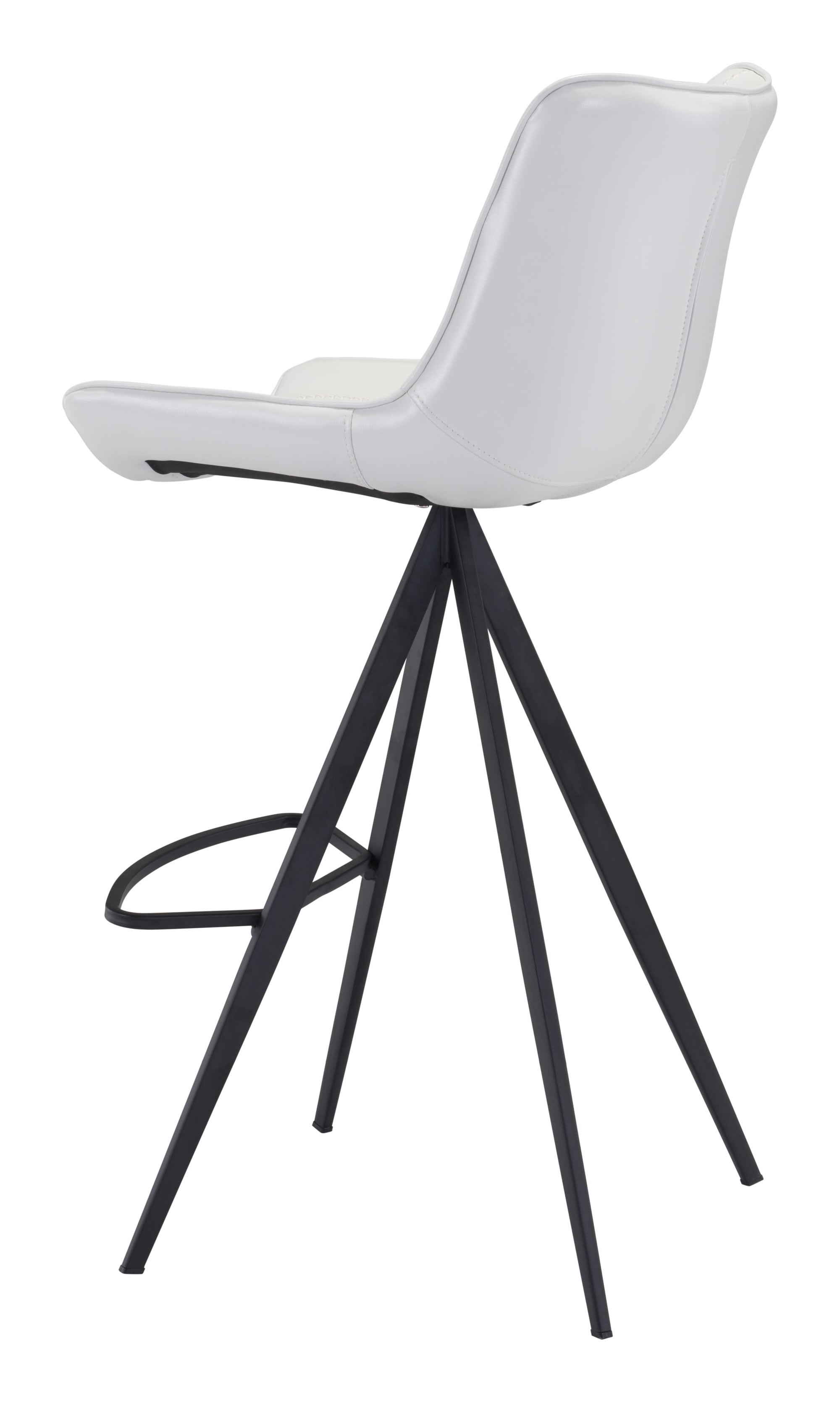18.7" x 22.8" x 42.1" White & Black, Leatherette, Stainless Steel, Bar Chair - Set of 2