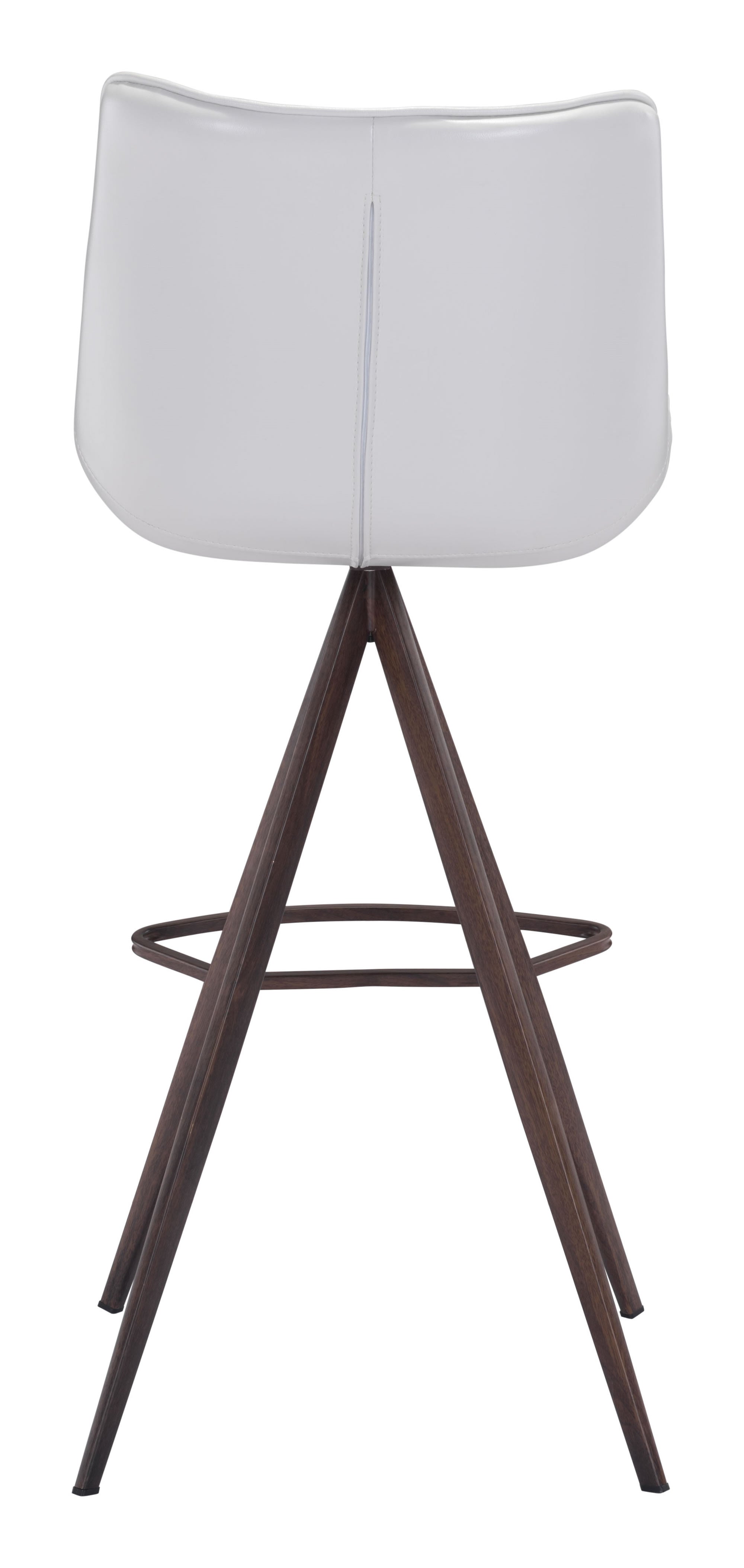 18.7" x 22.8" x 42.1" White & Walnut, Leatherette, Stainless Steel, Bar Chair - Set of 2
