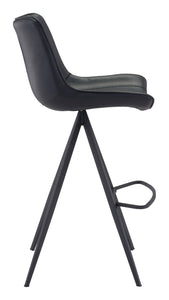 18.7" x 22.8" x 42.1" Black, Leatherette, Stainless Steel, Bar Chair - Set of 2