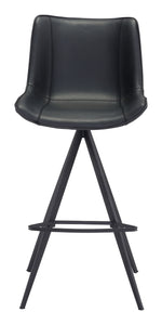 18.7" x 22.8" x 42.1" Black, Leatherette, Stainless Steel, Bar Chair - Set of 2