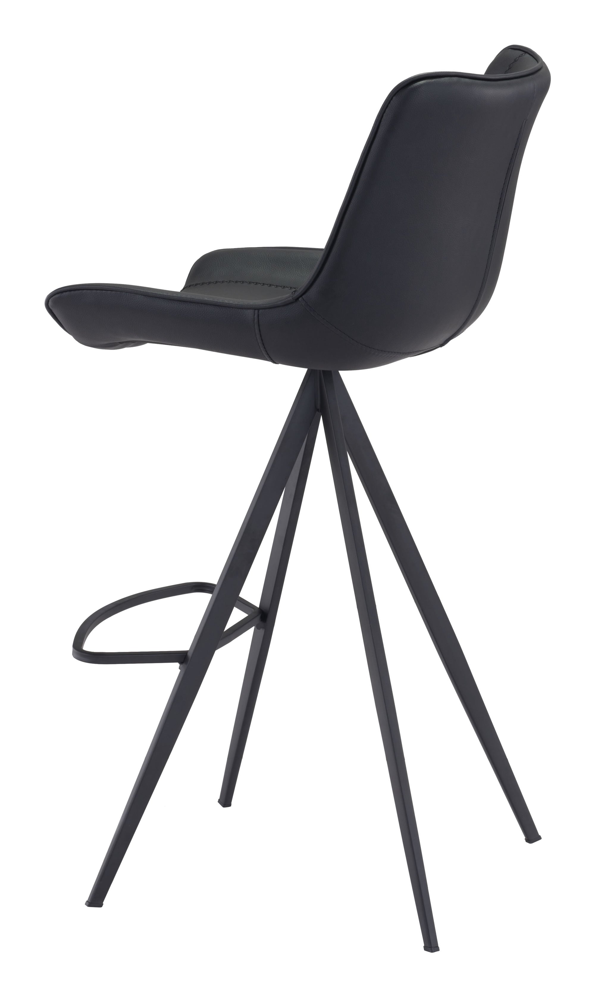 18.7" x 22.8" x 42.1" Black, Leatherette, Stainless Steel, Bar Chair - Set of 2