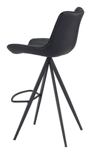 18.7" x 22.8" x 42.1" Black, Leatherette, Stainless Steel, Bar Chair - Set of 2