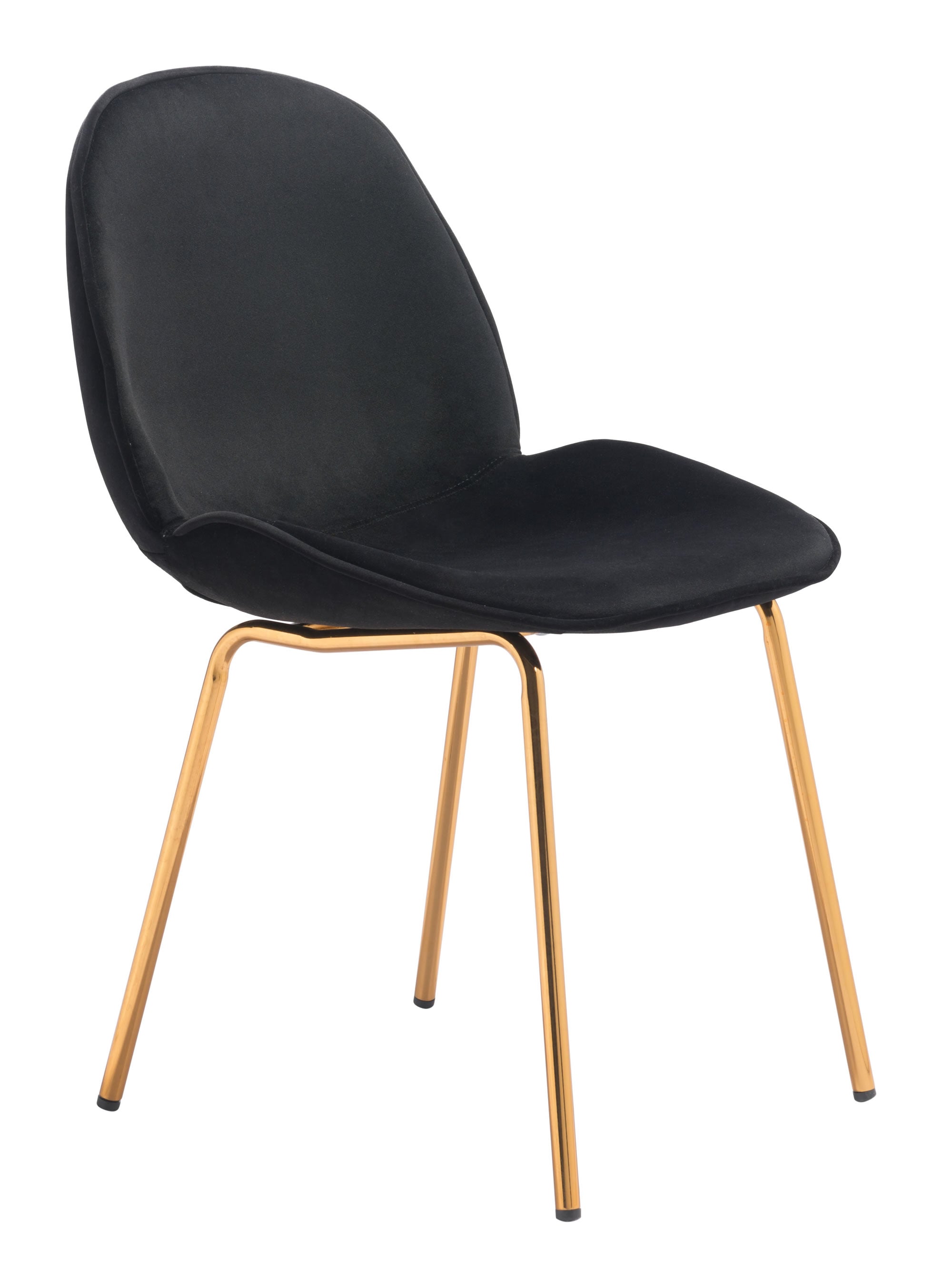 Black Velvet and Gold Finish Dining or Side Chairs Set of 2