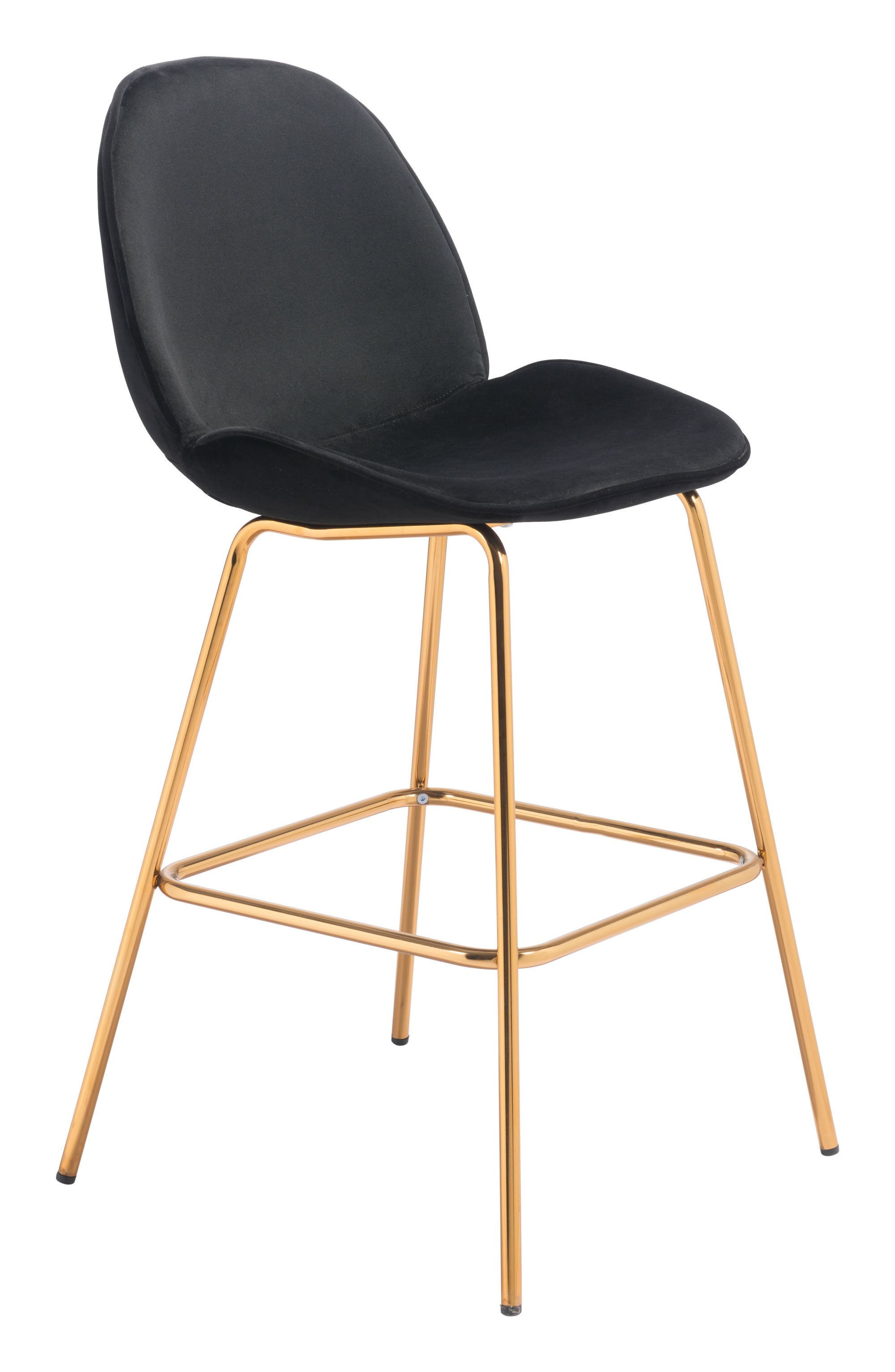 21.7" x 24" x 42.7" Black Velvet, Steel & Plywood, Bar Chair - Set of 2