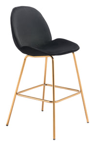 21.7" x 24" x 42.7" Black Velvet, Steel & Plywood, Bar Chair - Set of 2