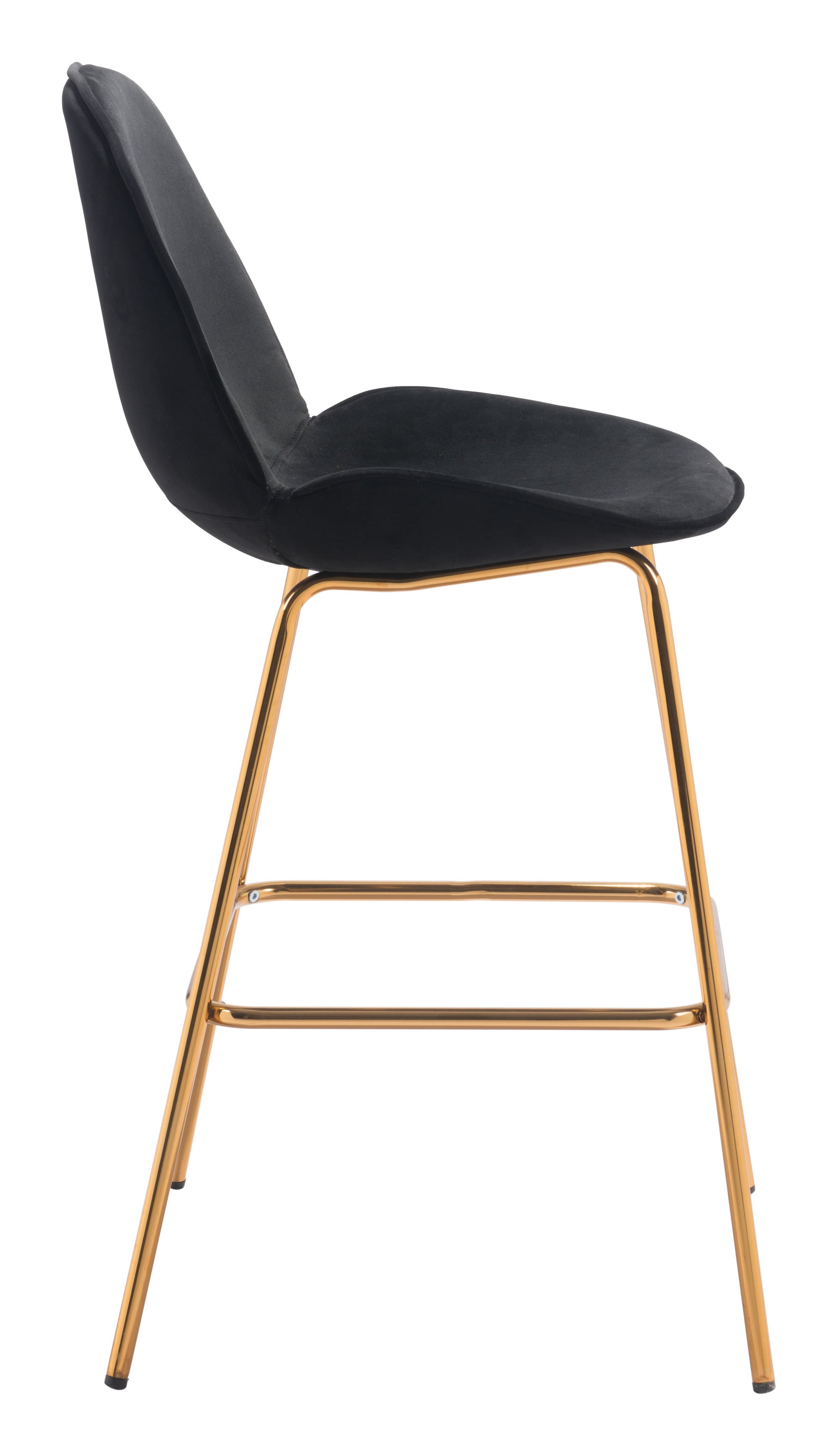 21.7" x 24" x 42.7" Black Velvet, Steel & Plywood, Bar Chair - Set of 2