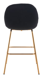 21.7" x 24" x 42.7" Black Velvet, Steel & Plywood, Bar Chair - Set of 2